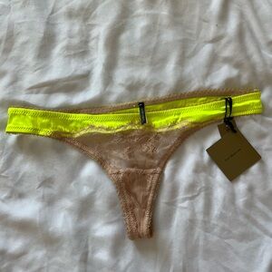 Love Haus by Beach Bunny Yellow Nude Lingerie Lace Panty Thong XS